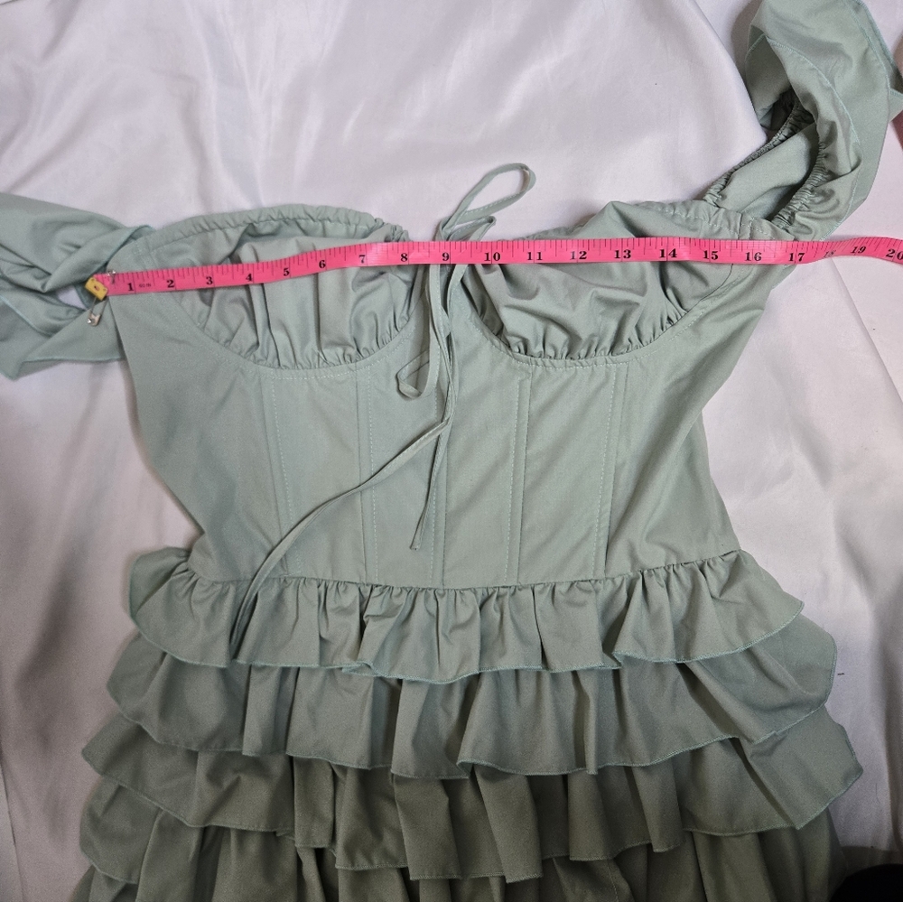 DOLLS KILL sage green regencycore Exchanging Love Letters mini dress XL‎ - Picture 7 of 9